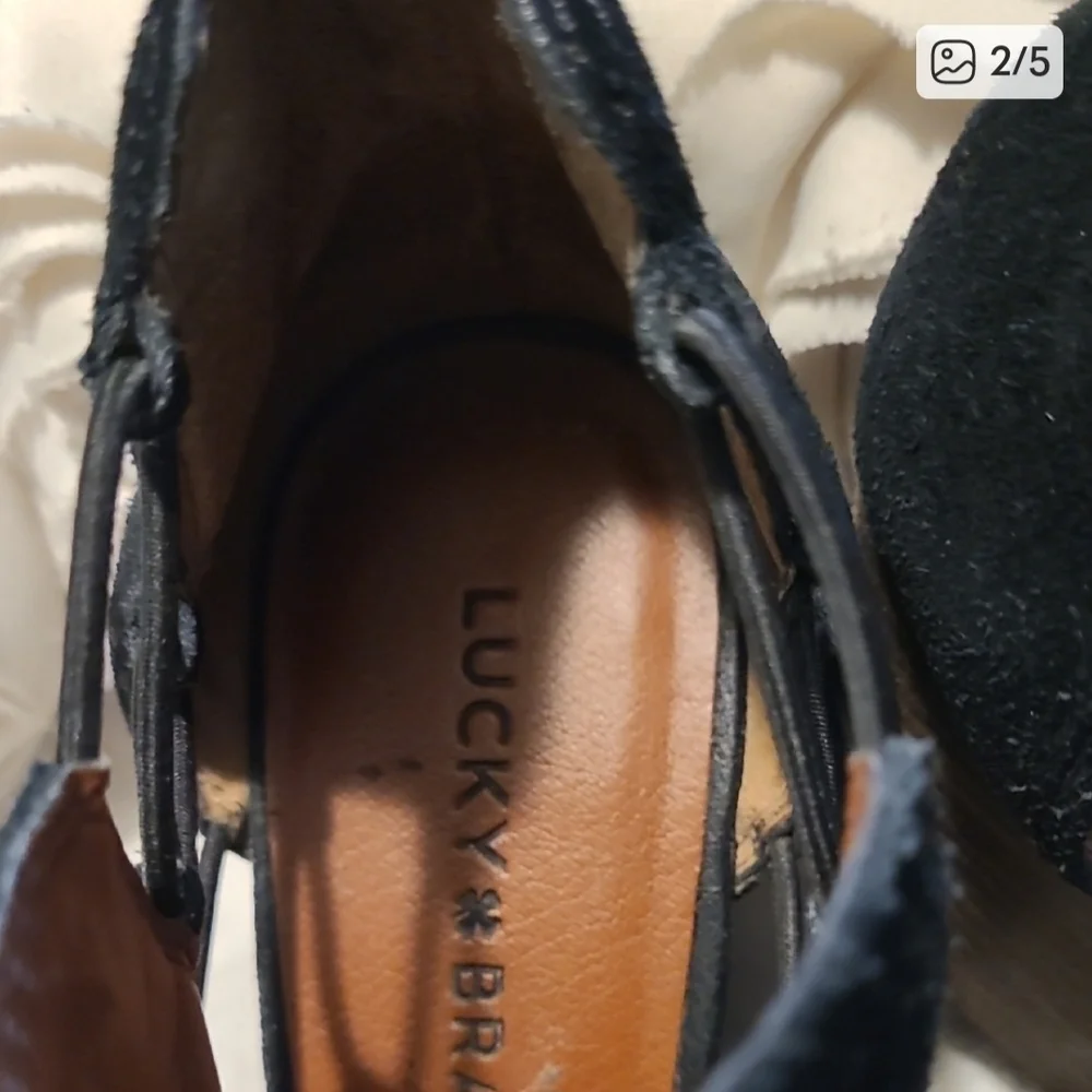 Lucky Brand Black Wedge Booties